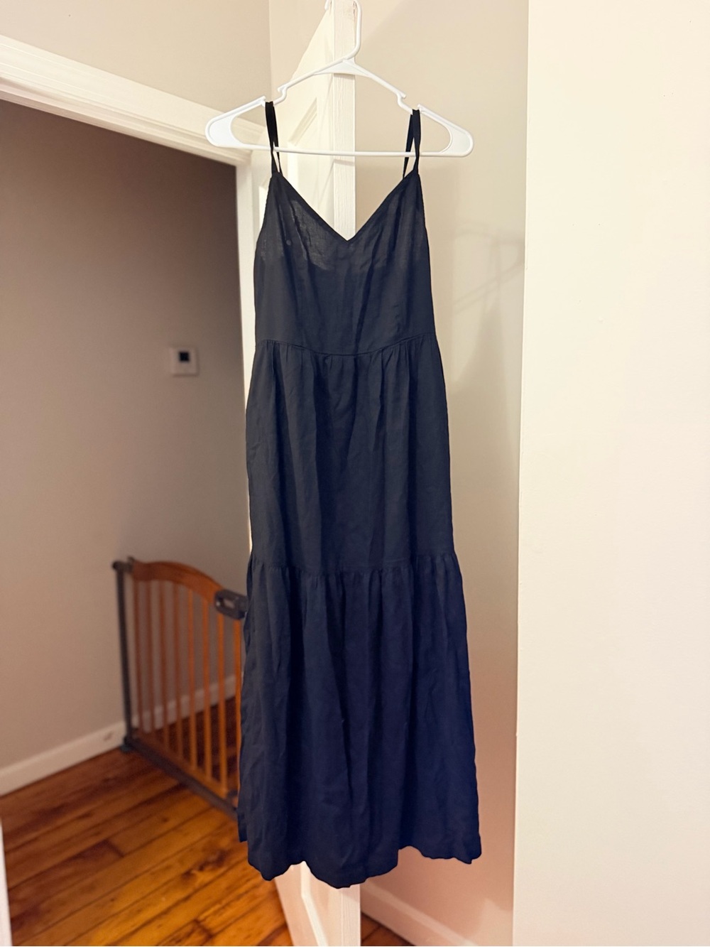 Black Spaghetti-Strap Tiered Dress